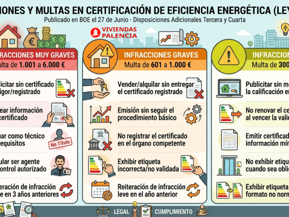 Infracciones y multas por no tener certificacion energetica en Palencia