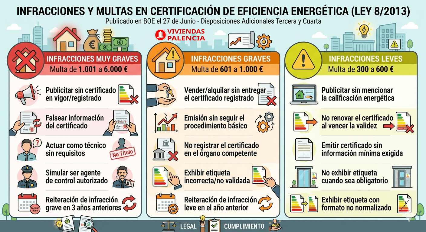 Infracciones y multas por no tener certificacion energetica en Palencia