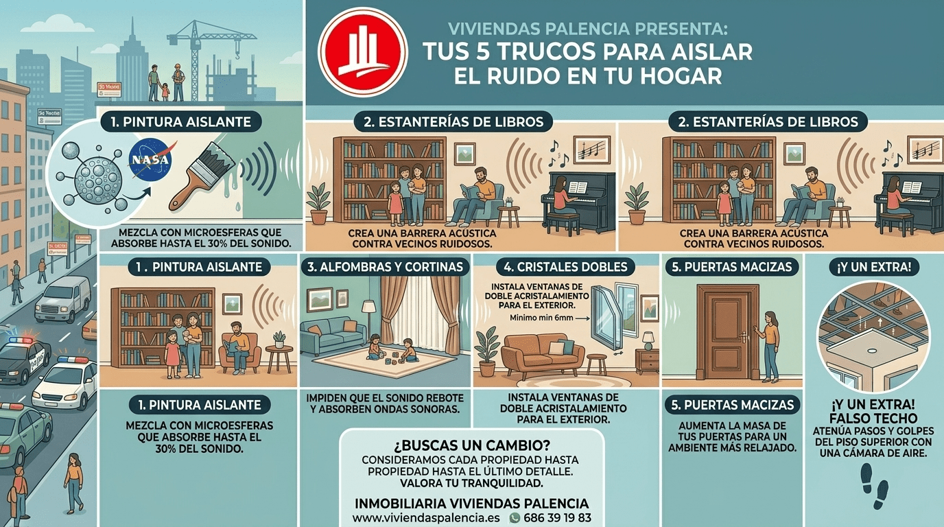 Eliminar ruido exterior para vender tranquilidad en vivienda de Palencia