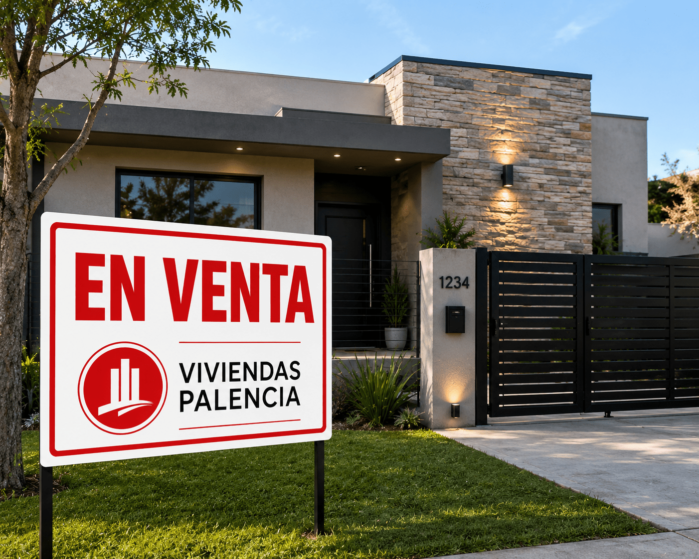 Cartel en venta de vivienda gestionada por Viviendas Palencia