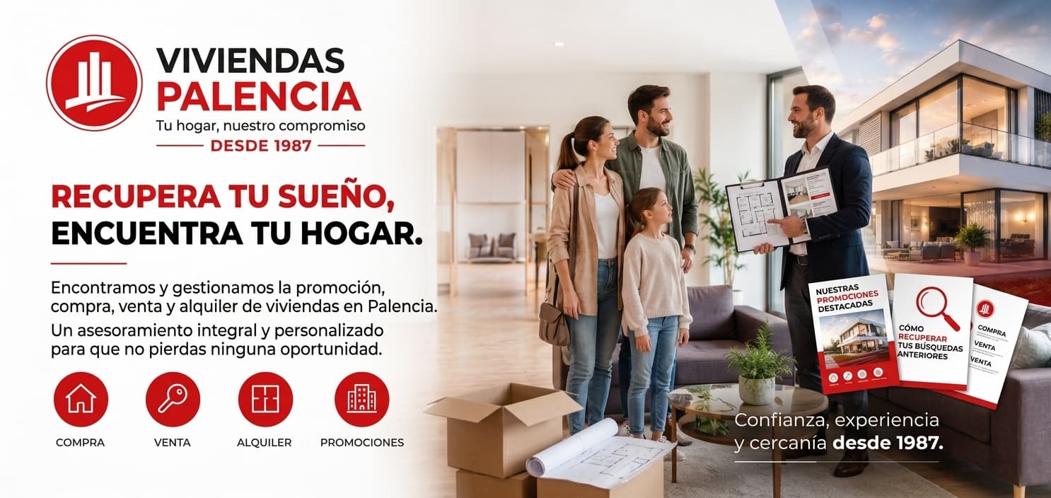 Familia firmando contrato de compraventa de piso en Palencia