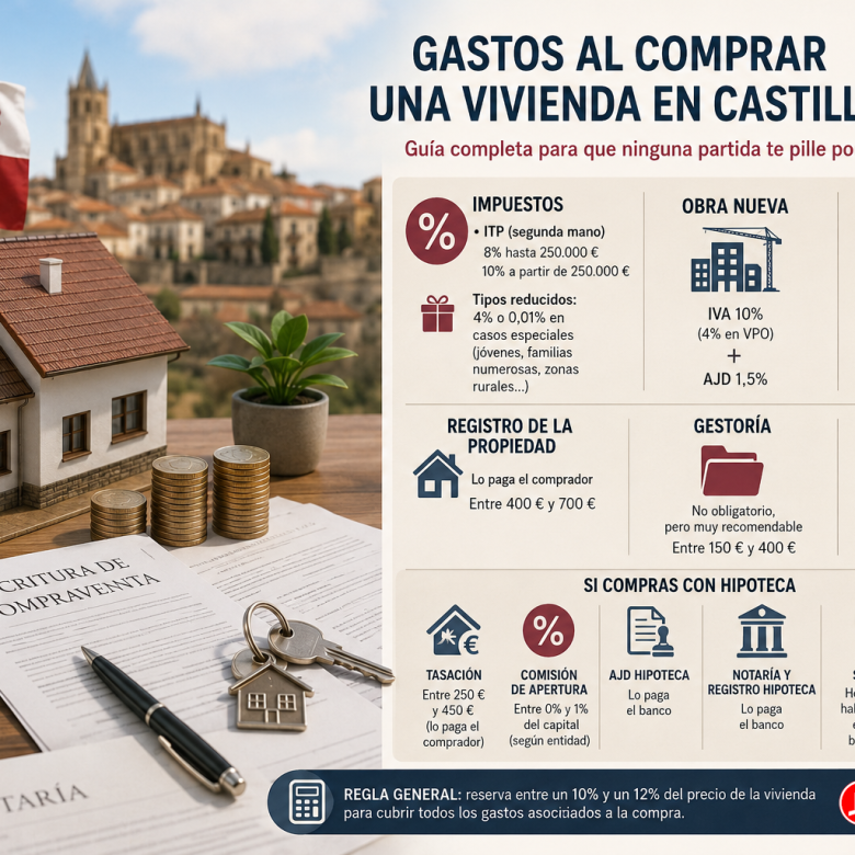 Gastos de comprar una vivienda en Castilla y León: la guía definitiva 2026